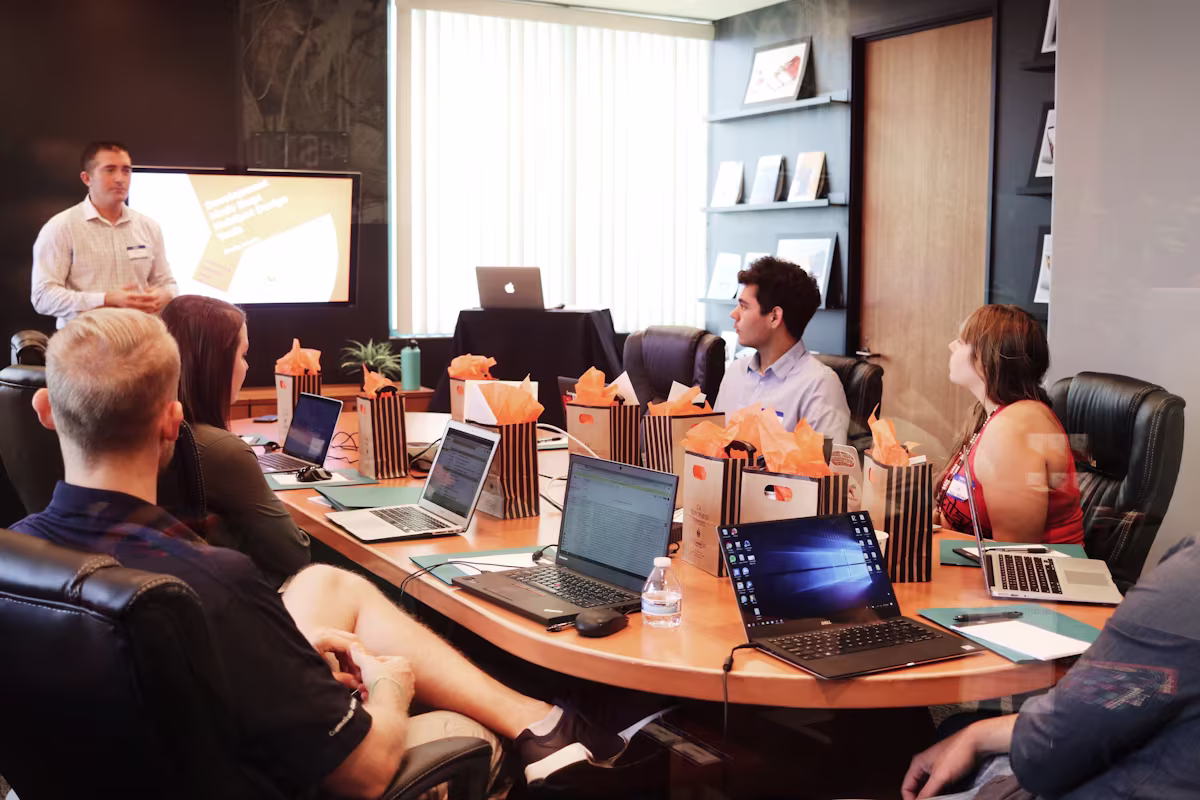 our team in a meeting